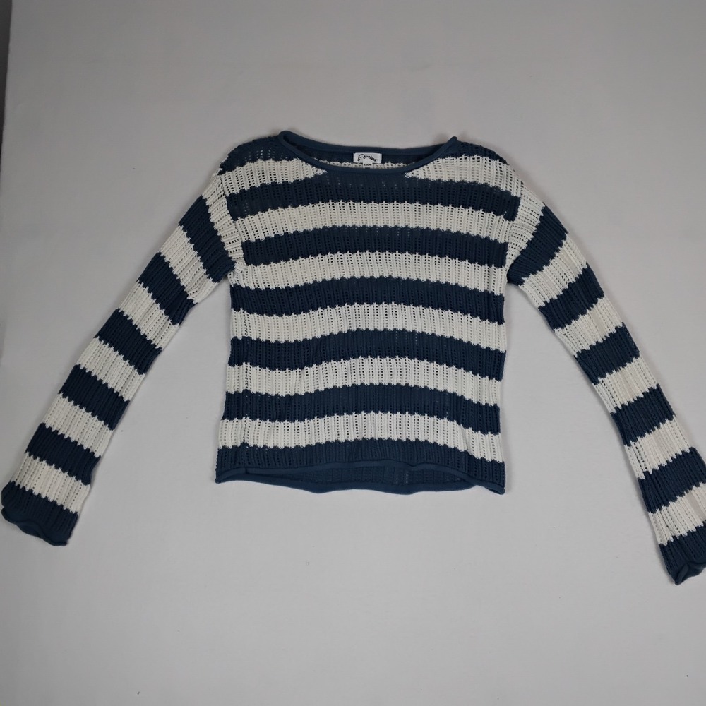 Art Class Girls XL 14/16 Navy White Striped Knit Sweater Long Sleeve Preppy